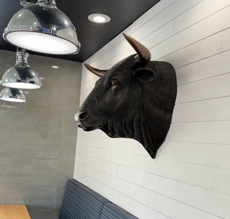 Bull head decor inside the dining room