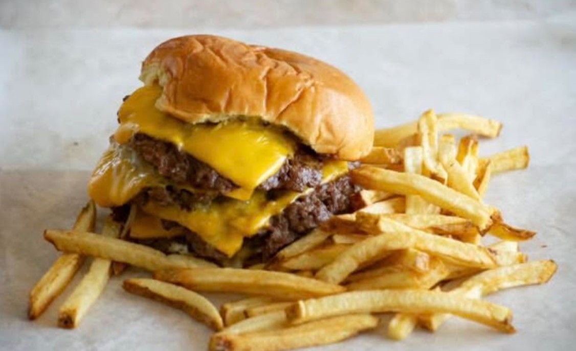 Double cheeseburger with fries