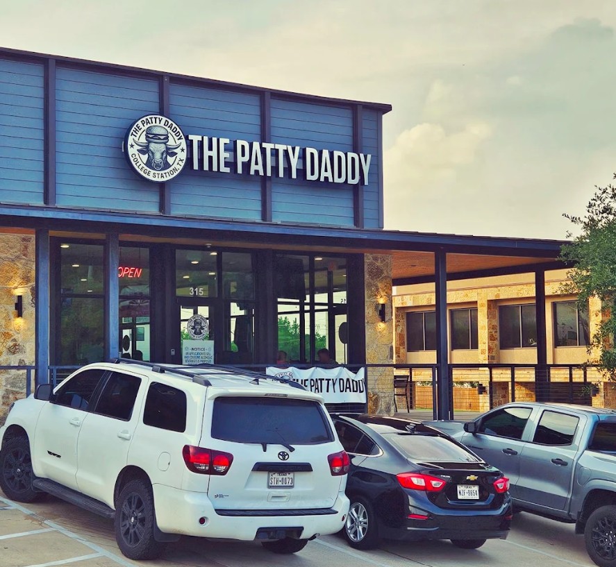 The Patty Daddy storefront on University Drive, College Station